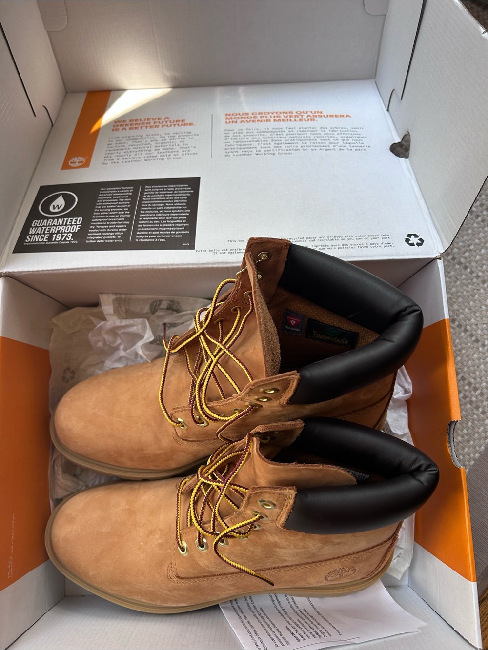 Timberland Men's Tan Nubuck Lace-Up Work Boots with Black Collar